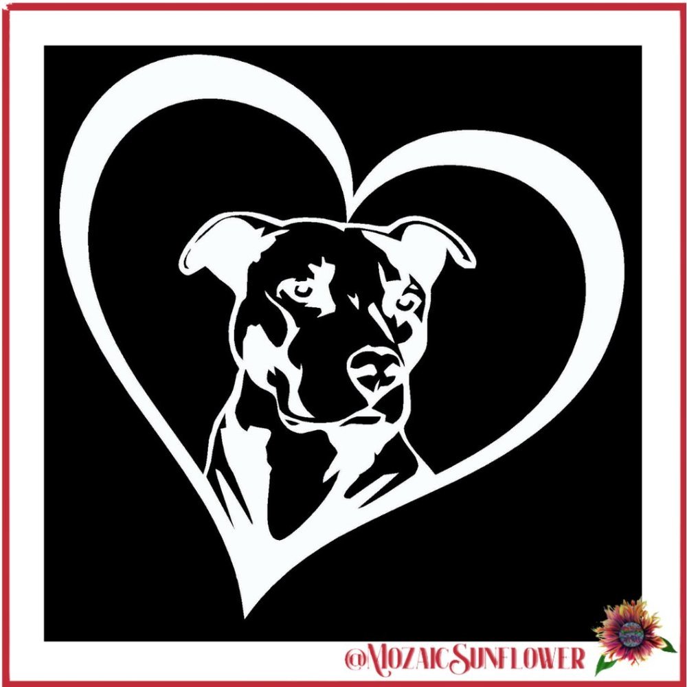 6 x 6 American Staffordshire/American Pitbull Terrier Heart Vinyl Decal